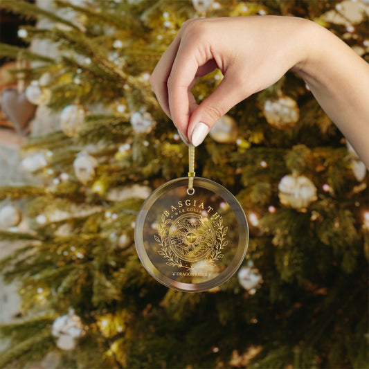Dragon Rider Crest Glass Ornament — Romantasy Fantasy Book Lover Gift - Spinsterly Co