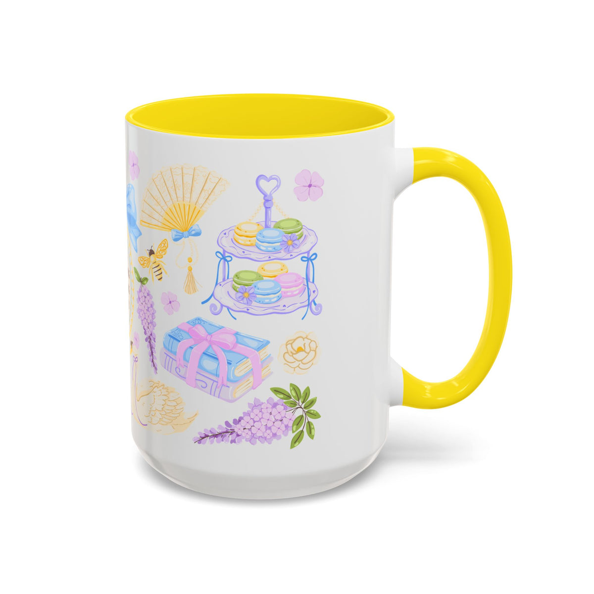 Darling Keep Blooming Regency Tea Party Accent Coffee Mug | Yellow Wisteria Floral - Spinsterly Co