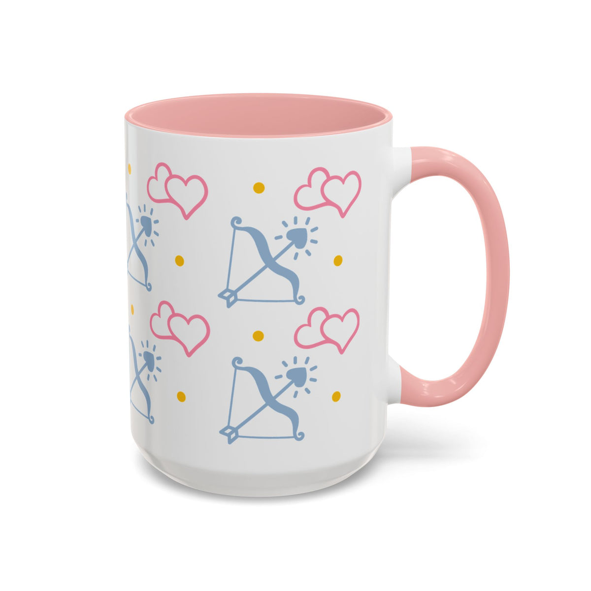 Sagittarius Bow & Arrow Heart Pattern Accent Coffee Mug | Pink Zodiac Gift - Spinsterly Co