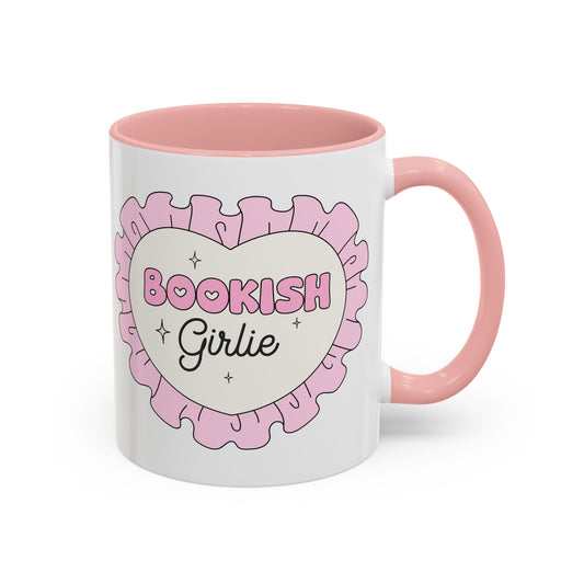 Bookish Girlie Retro Daisy Accent Coffee Mug | Pink Book Lover Gift - Spinsterly Co