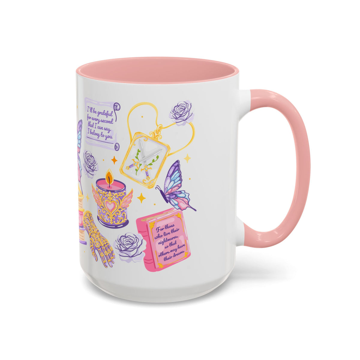 She Is Moonlight Fae Romantasy Collage Accent Coffee Mug | Bookish Wolf Crown Gift - Spinsterly Co