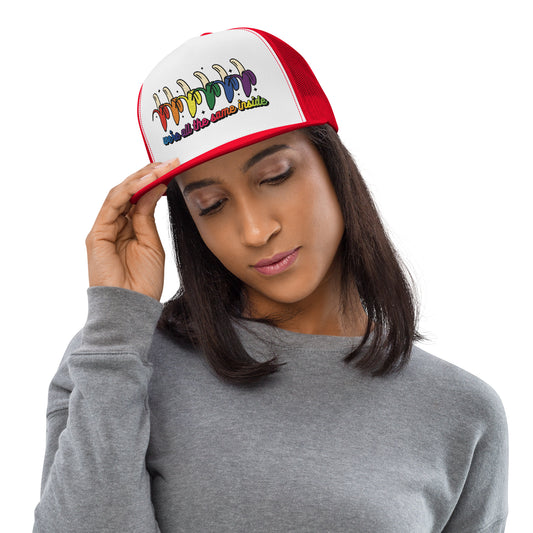 We're All the Same Inside Trucker Hat | Rainbow Banana LGBTQIA+ Pride Cap - Spinsterly Co