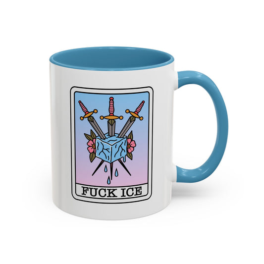F*ck Ice Accent Coffee Mug | Tarot Swords & Ice Cube Design - Spinsterly Co