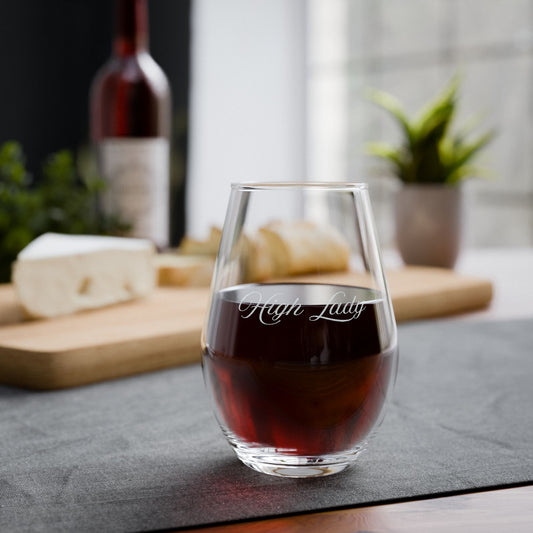 High Lady Stemless Wine Glass, 11.5oz | Romantasy Engraved Glassware - Spinsterly Co