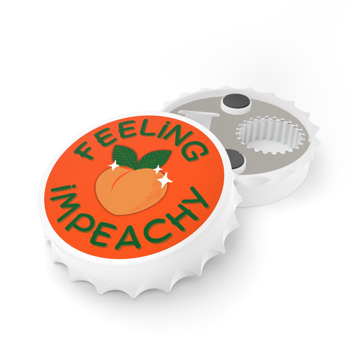 Feeling Impeachy Bottle Opener Magnet | Political Pun Peach Novelty Bar Tool - Spinsterly Co