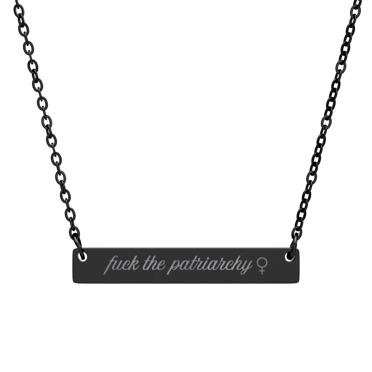 F*ck the Patriarchy Engraved Bar Necklace | Feminist Minimalist Stainless Steel Jewelry - Spinsterly Co