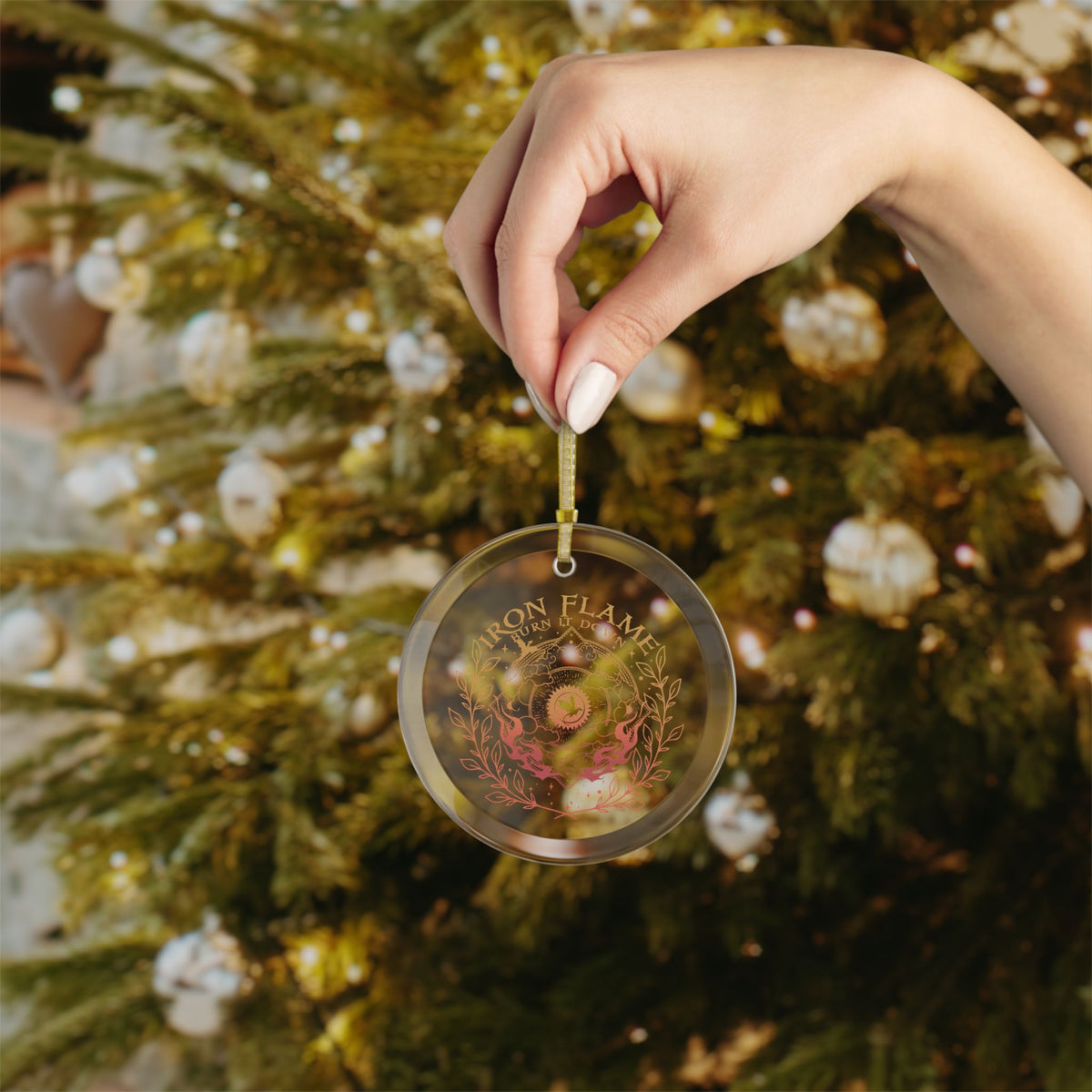 Burn It Down Dragon Flame Glass Ornament | Romantasy Book Lover Holiday Gift - Spinsterly Co