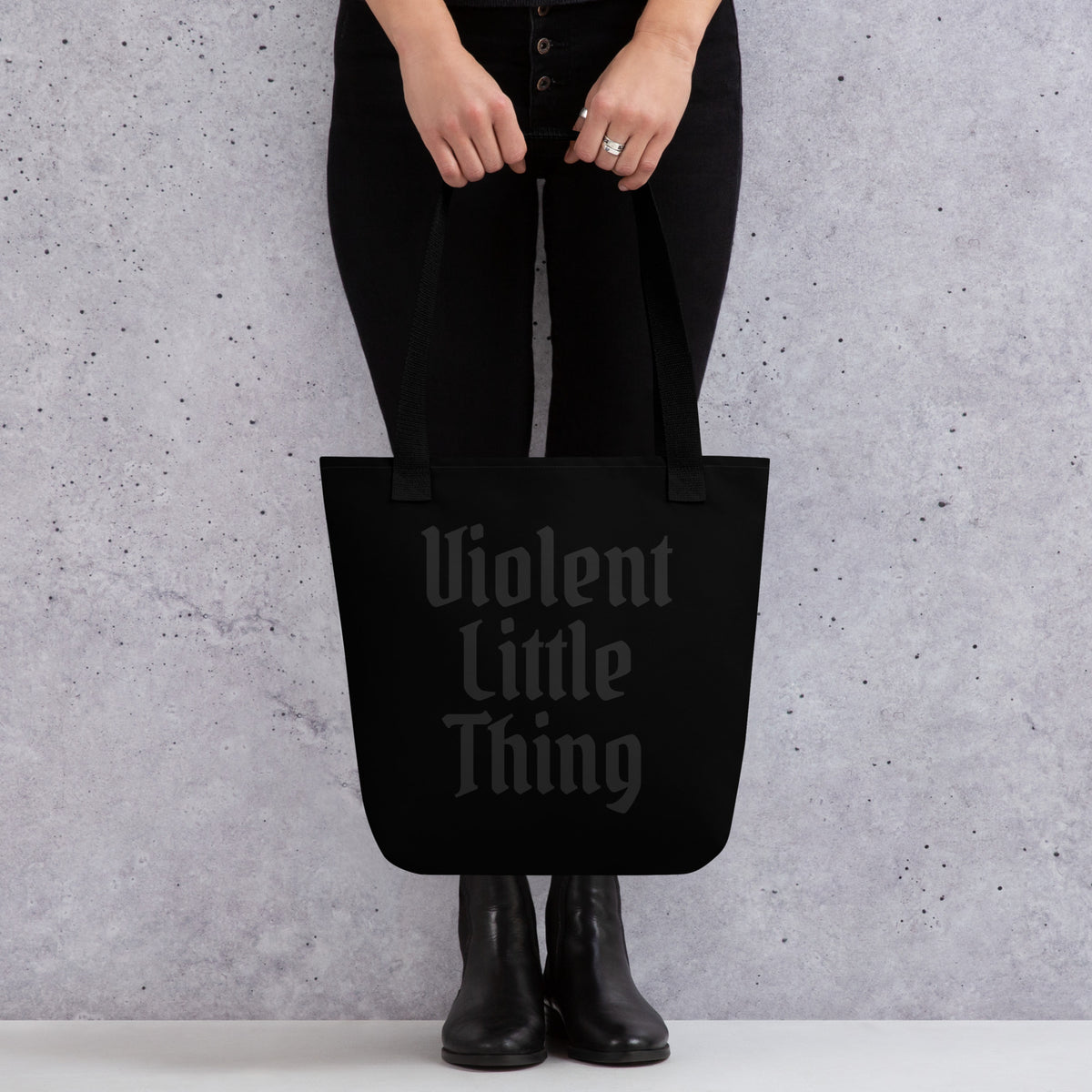 Violent Little Thing Tote Bag | Gothic Blackletter Romantasy Tote - Spinsterly Co