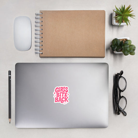 Girls Bite Back Sticker | Funny Feminist Word Art Die-Cut Vinyl Sticker - Spinsterly Co