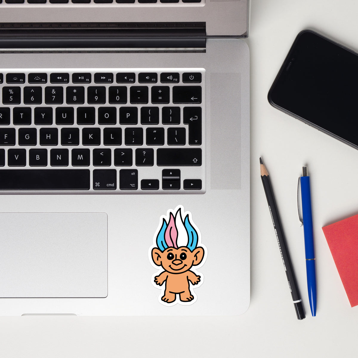 90s Pride Troll Doll Sticker | Die-Cut Vinyl Sticker - Spinsterly Co