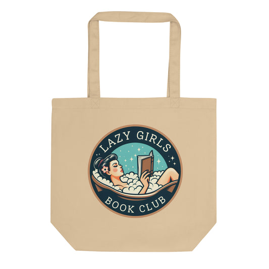 Lazy Girls Book Club Organic Cotton Tote Bag | Bookish Gift Tote for Readers - Spinsterly Co