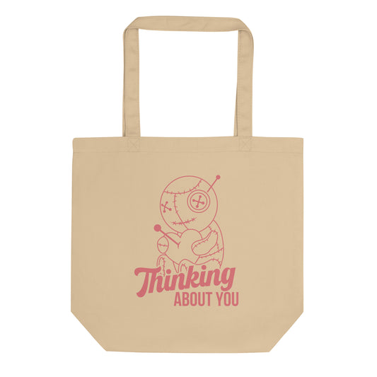 Thinking About You Voodoo Doll Tote Bag | Funny Gothic Organic Cotton Tote - Spinsterly Co