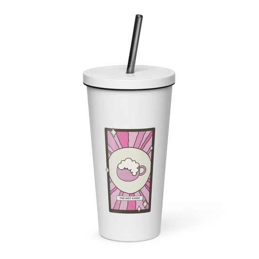The Hot Choc Tarot Card Tumbler | 20 oz Insulated Stainless Steel Tumbler with Straw - Spinsterly Co