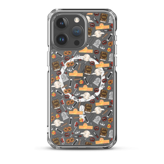Spooky Vampire Slayer Clear MagSafe Case | Horror Collage iPhone Case - Spinsterly Co
