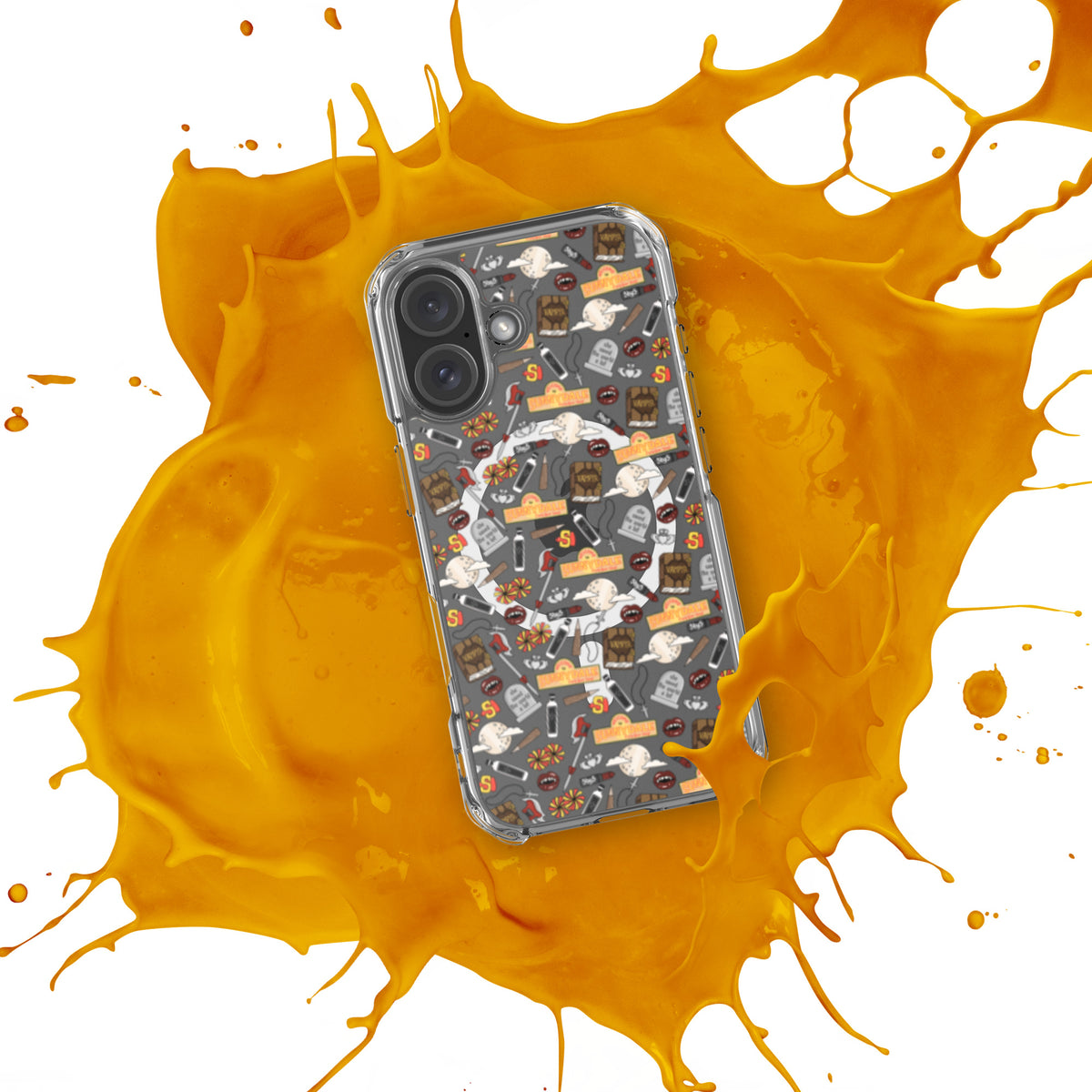 Spooky Vampire Slayer Clear MagSafe Case | Horror Collage iPhone Case - Spinsterly Co