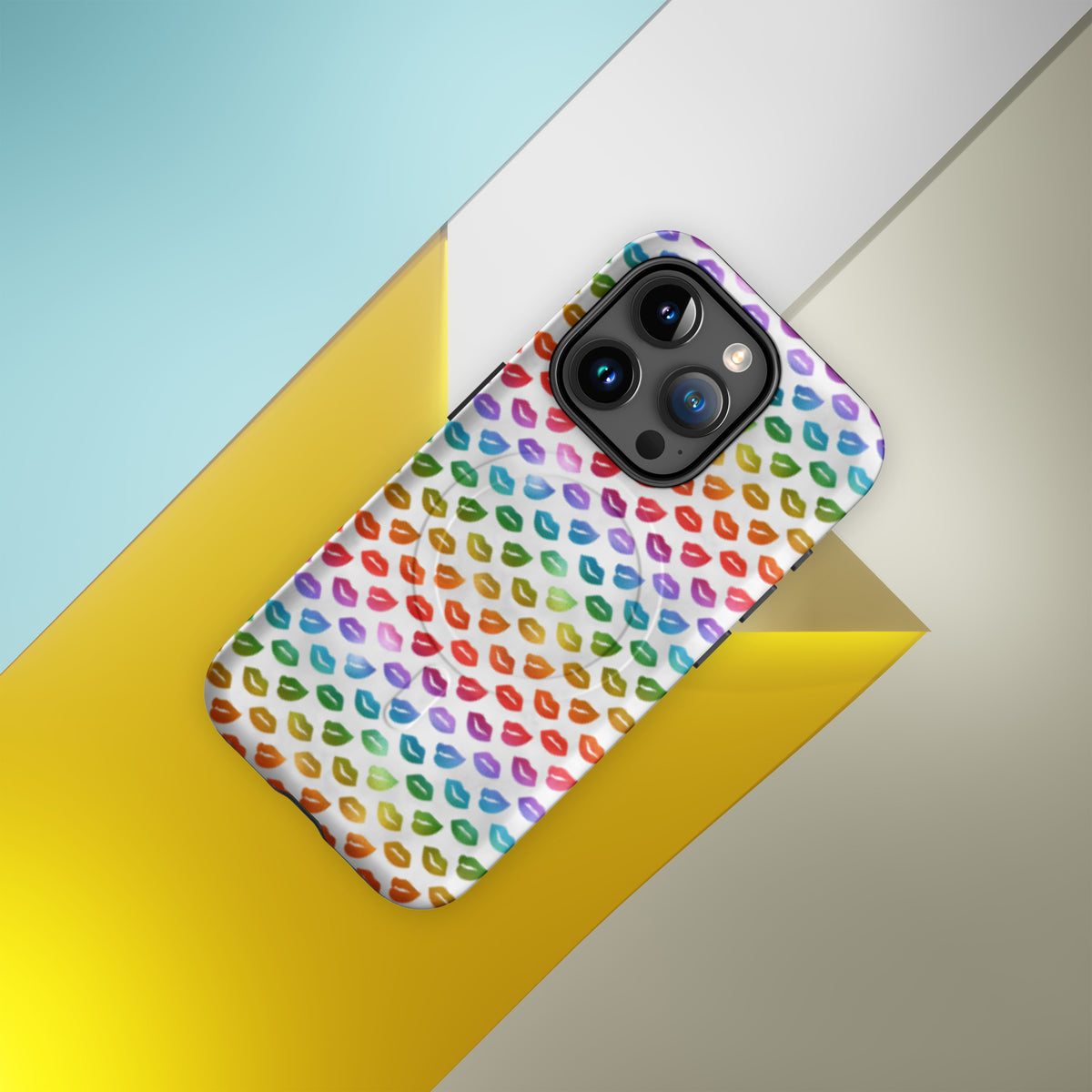 Rainbow Lips MagSafe Tough Case | Colorful Kiss Print iPhone Case - Spinsterly Co