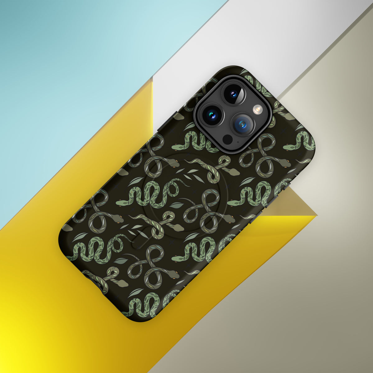 Green Serpent Pattern MagSafe Tough Case | Dark Botanical Snake iPhone Case - Spinsterly Co