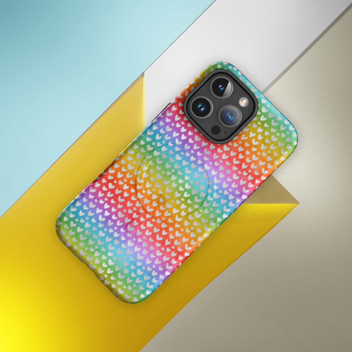 Rainbow Hearts MagSafe Tough Case | Colorful Heart Pattern iPhone Case - Spinsterly Co