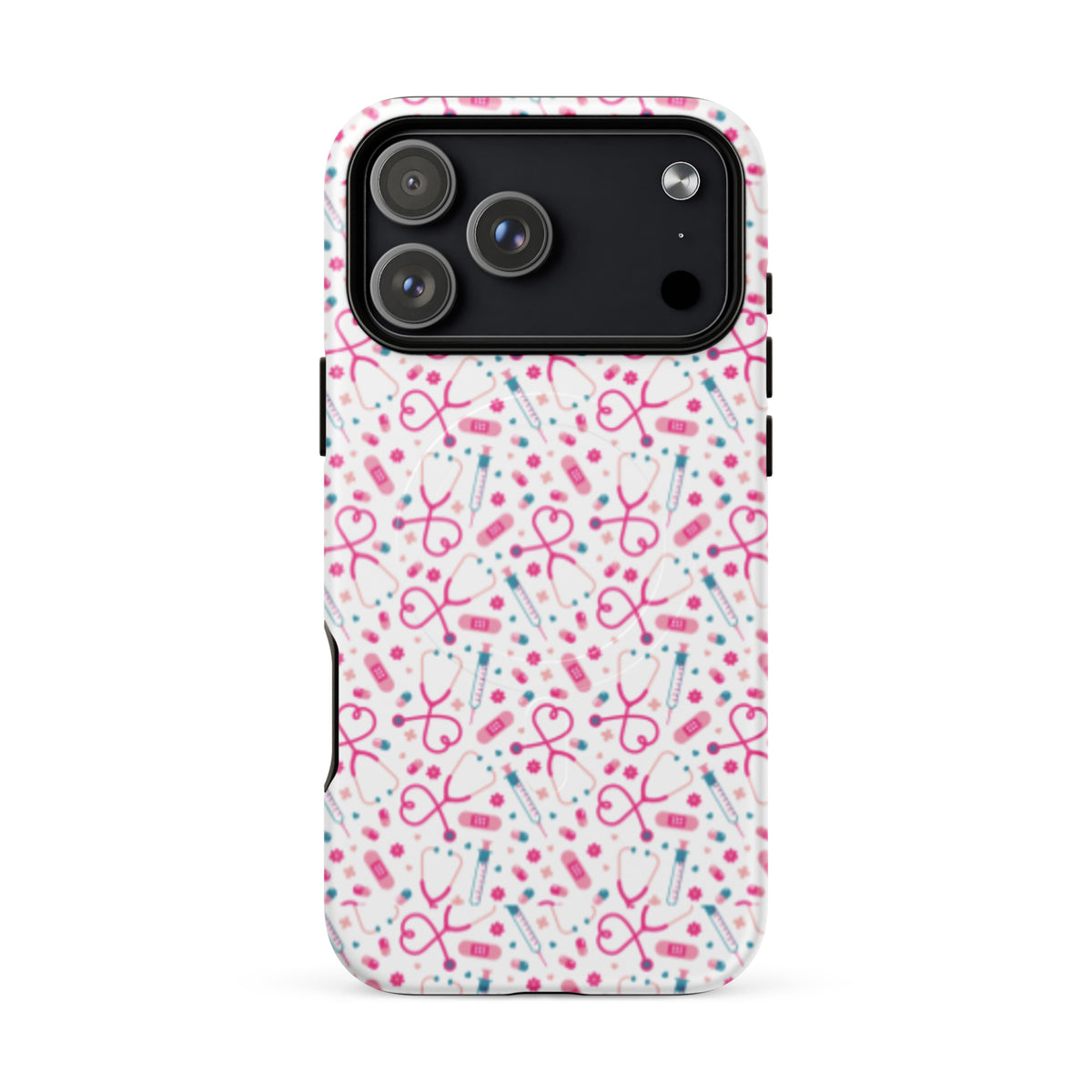 Kawaii Nurse MagSafe Tough iPhone Case | Cute Medical Pattern Phone Case for Nurses - Spinsterly Co