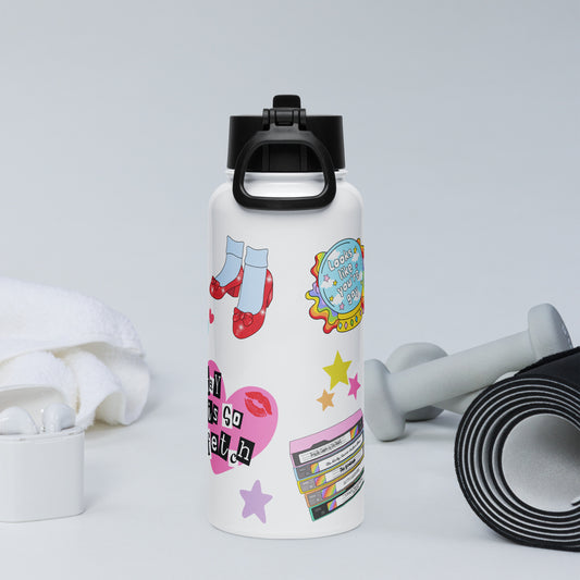 Pride Sticker Water Bottle | 32oz Insulated Stainless Steel with Straw - Spinsterly Co