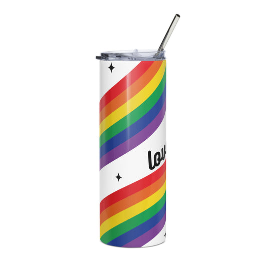 Love is Love Rainbow Pride Stainless Steel Tumbler with Straw | LGBTQIA+ Gift 20 oz - Spinsterly Co