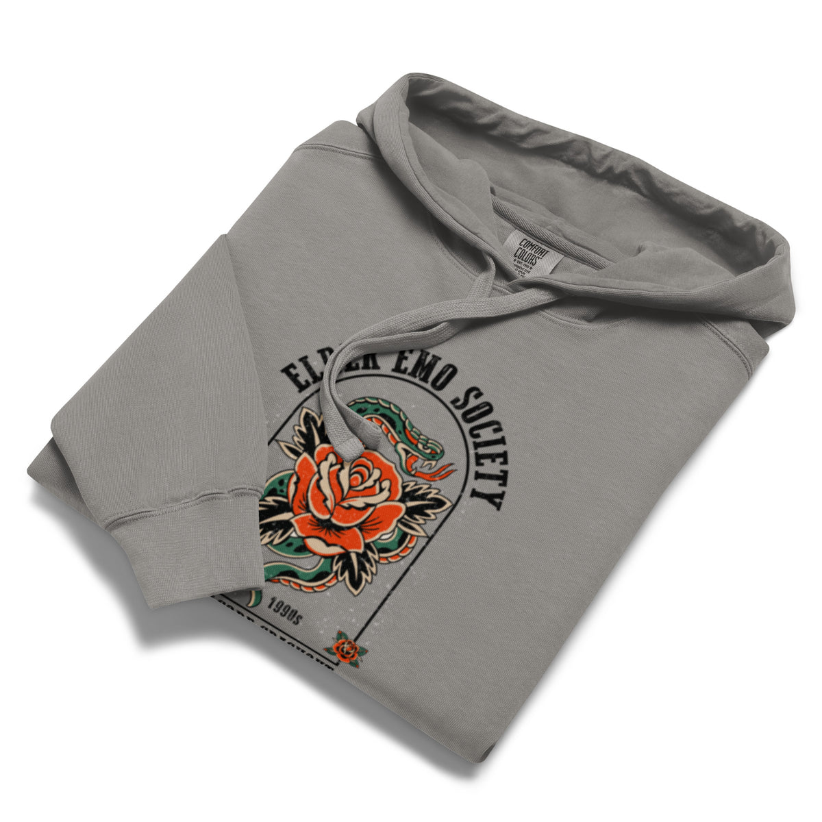 Elder Emo Society Hoodie | Metalcore Crashout Garment-Dyed Sweatshirt - Spinsterly Co