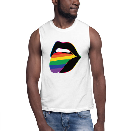 Pride Lips Rainbow Muscle Tank — LGBTQ+ Sleeveless Graphic Tee - Spinsterly Co