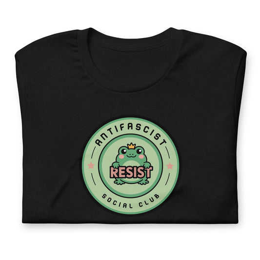 Antifascist Social Club Kawaii Frog Resist T-Shirt | Political Activist Tee - Spinsterly Co
