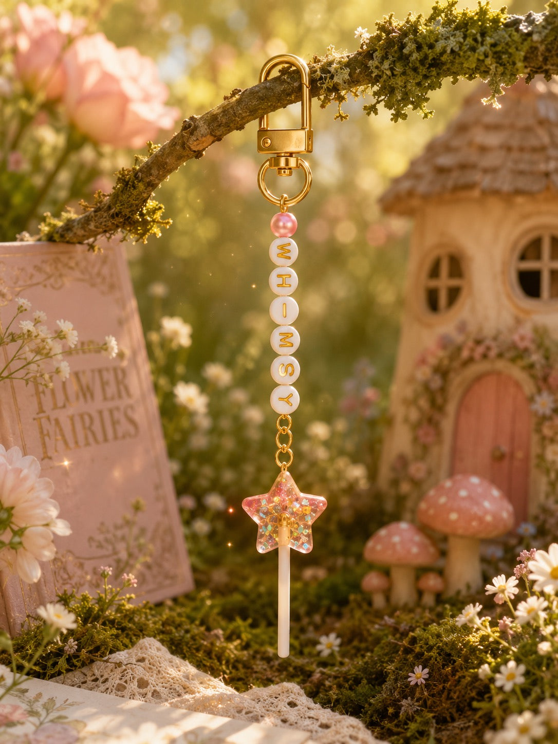 Handmade Whimsy Bag Charm – Pastel Beads & Glitter Star - Spinsterly Co