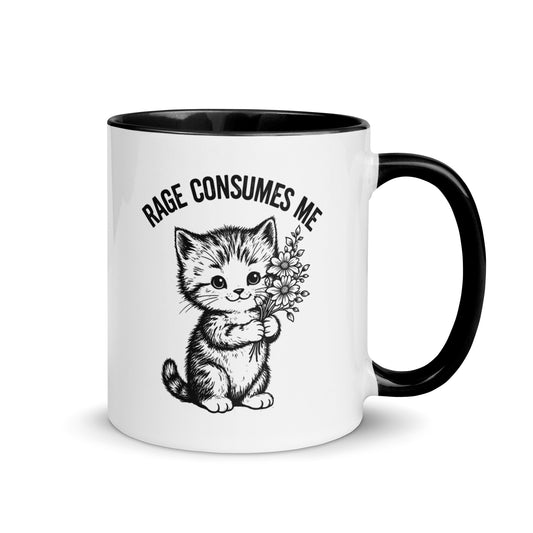 Rage Consumes Me Angry Cat Accent Coffee Mug | Funny Sarcastic Black Interior Gift - Spinsterly Co