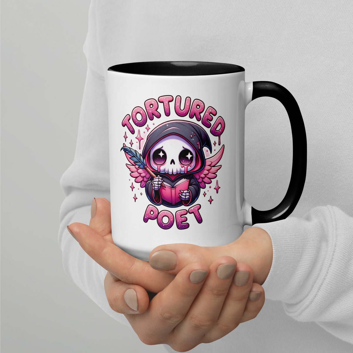 Tortured Poet Kawaii Grim Reaper Accent Coffee Mug | Funny Poet Music Fan Gift - Spinsterly Co