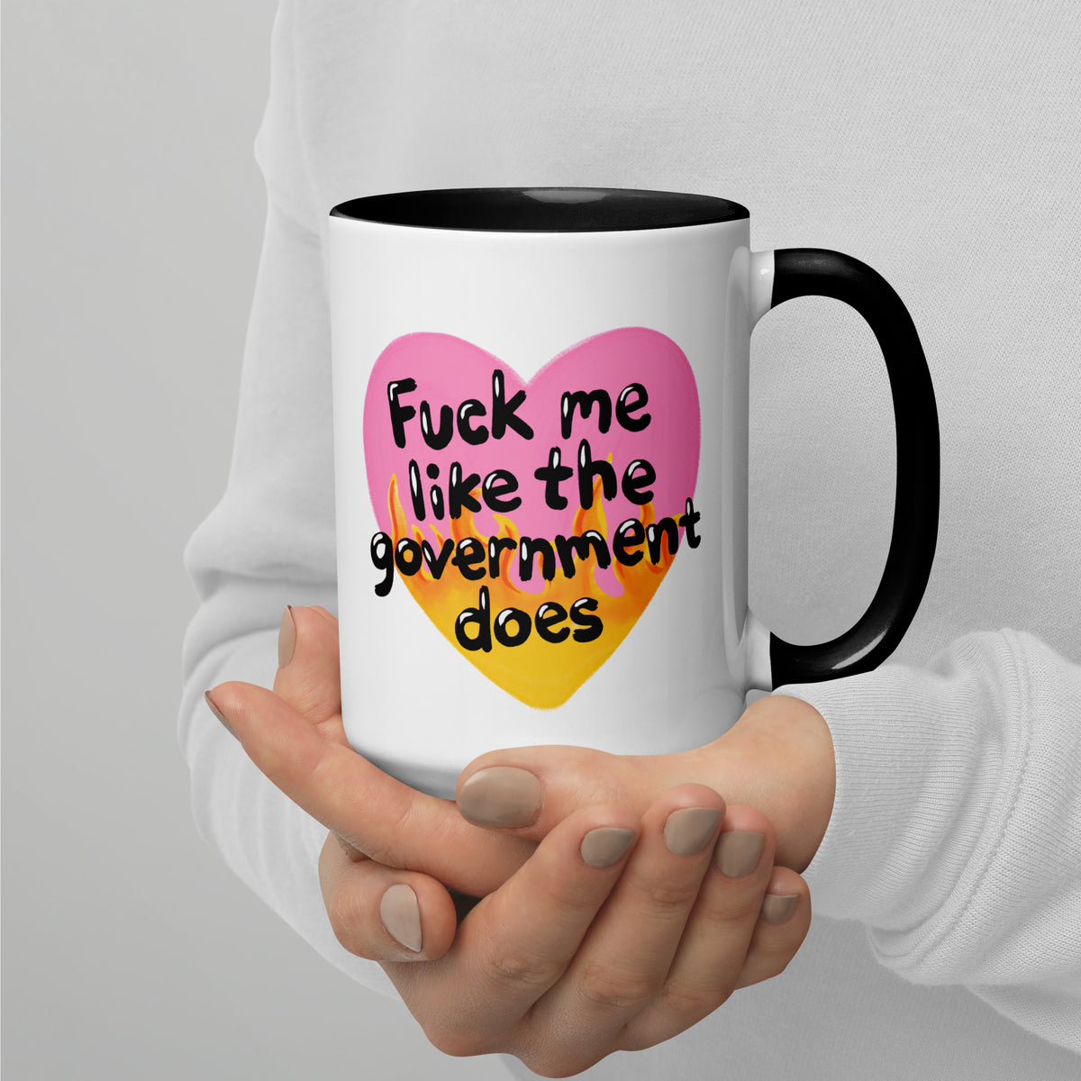 F*ck Me Like the Government Does Flame Heart Accent Coffee Mug | Funny Political Gift - Spinsterly Co