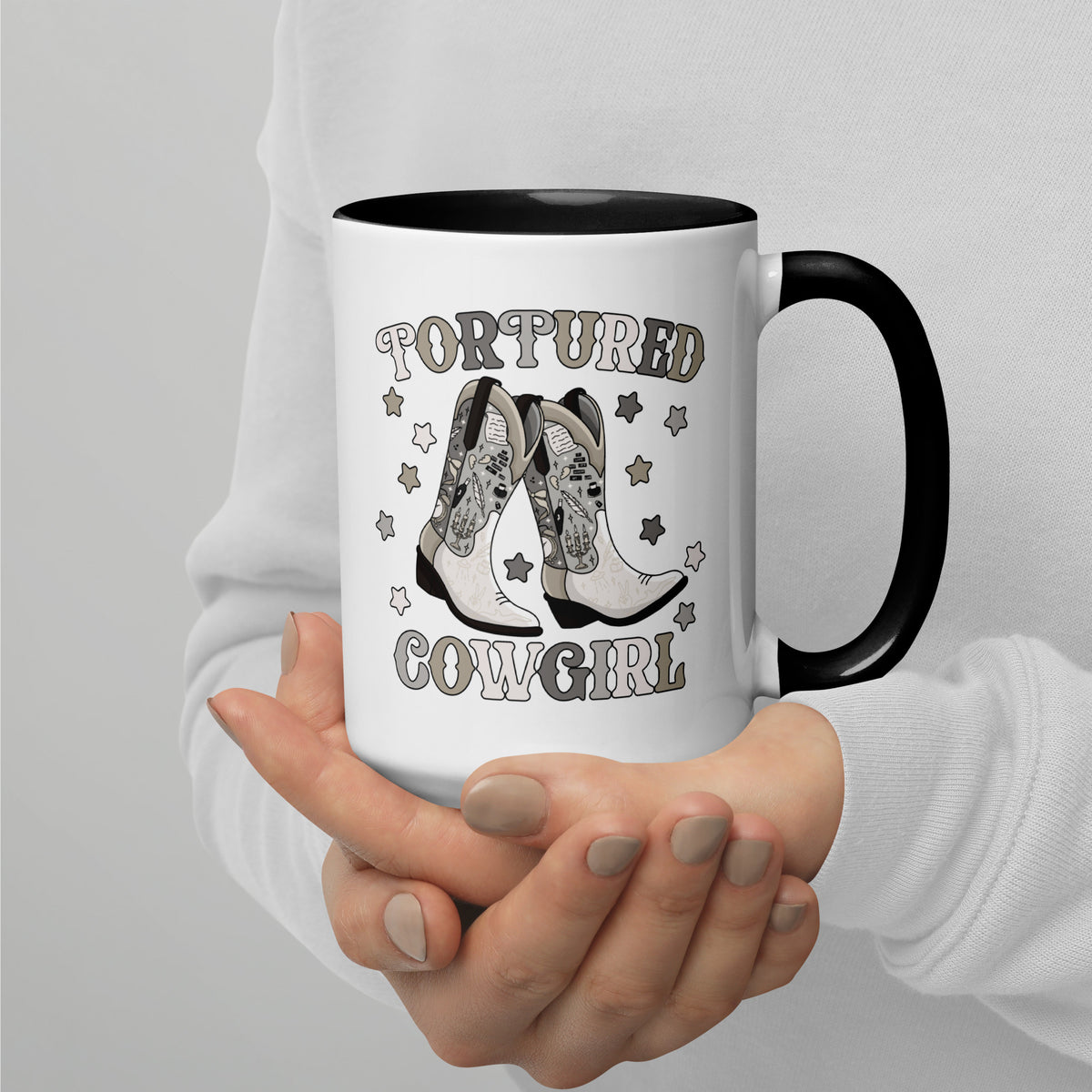 Tortured Cowgirl Western Boot Accent Coffee Mug | Funny Country Music Fan Gift - Spinsterly Co