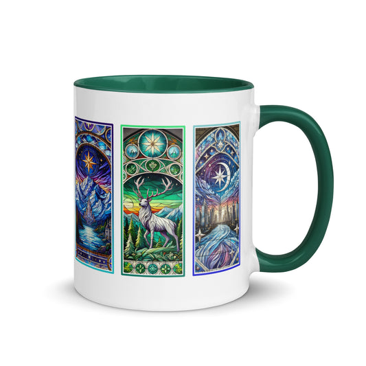Stained Glass Fantasy Triptych Accent Coffee Mug | Dark Fantasy Romantasy Bookish Gift - Spinsterly Co