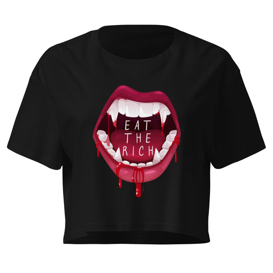 Eat the Rich Crop Top | Vampire Fang Graphic Feminist Crop Tee - Spinsterly Co