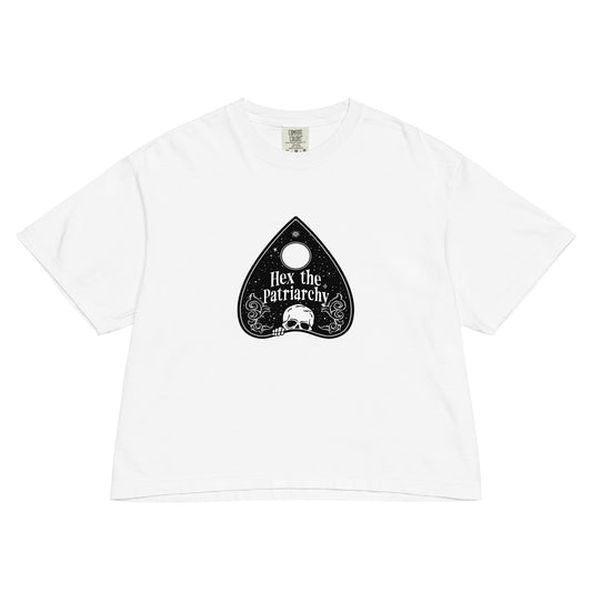 Hex the Patriarchy Boxy Crop Tee | Witchy Feminist Ouija Planchette Graphic T-Shirt - Spinsterly Co