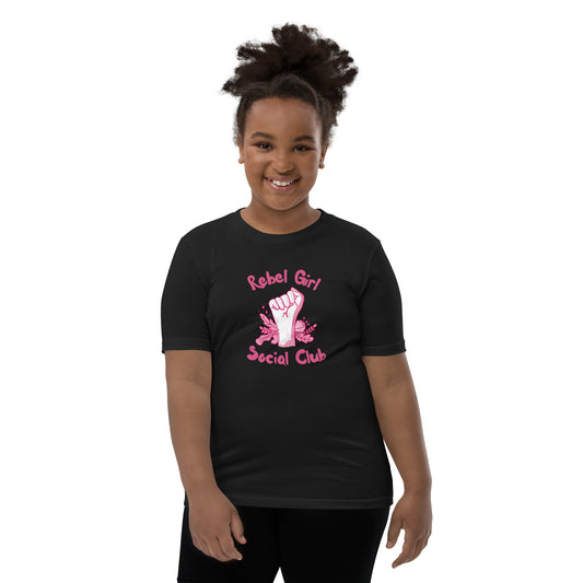 Rebel Girl Social Club Youth T-Shirt | Girls Empowerment Graphic Tee - Spinsterly Co