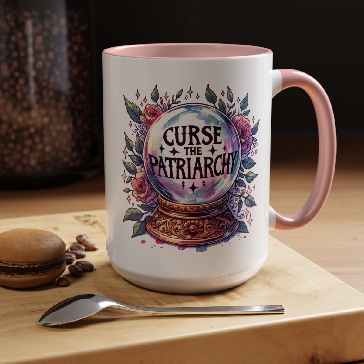 Curse the Patriarchy Floral Crystal Ball Accent Coffee Mug | Witchy Feminist Gift - Spinsterly Co
