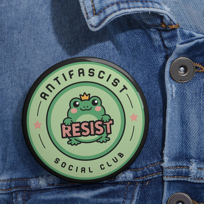 Antifascist Social Club Resist Pin Button | Kawaii Frog Political Badge - Spinsterly Co