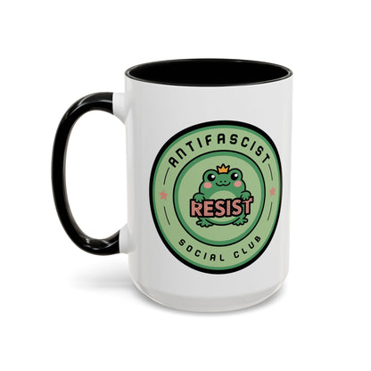 Antifascist Social Club Resist Accent Coffee Mug | Kawaii Frog Political Mug - Spinsterly Co