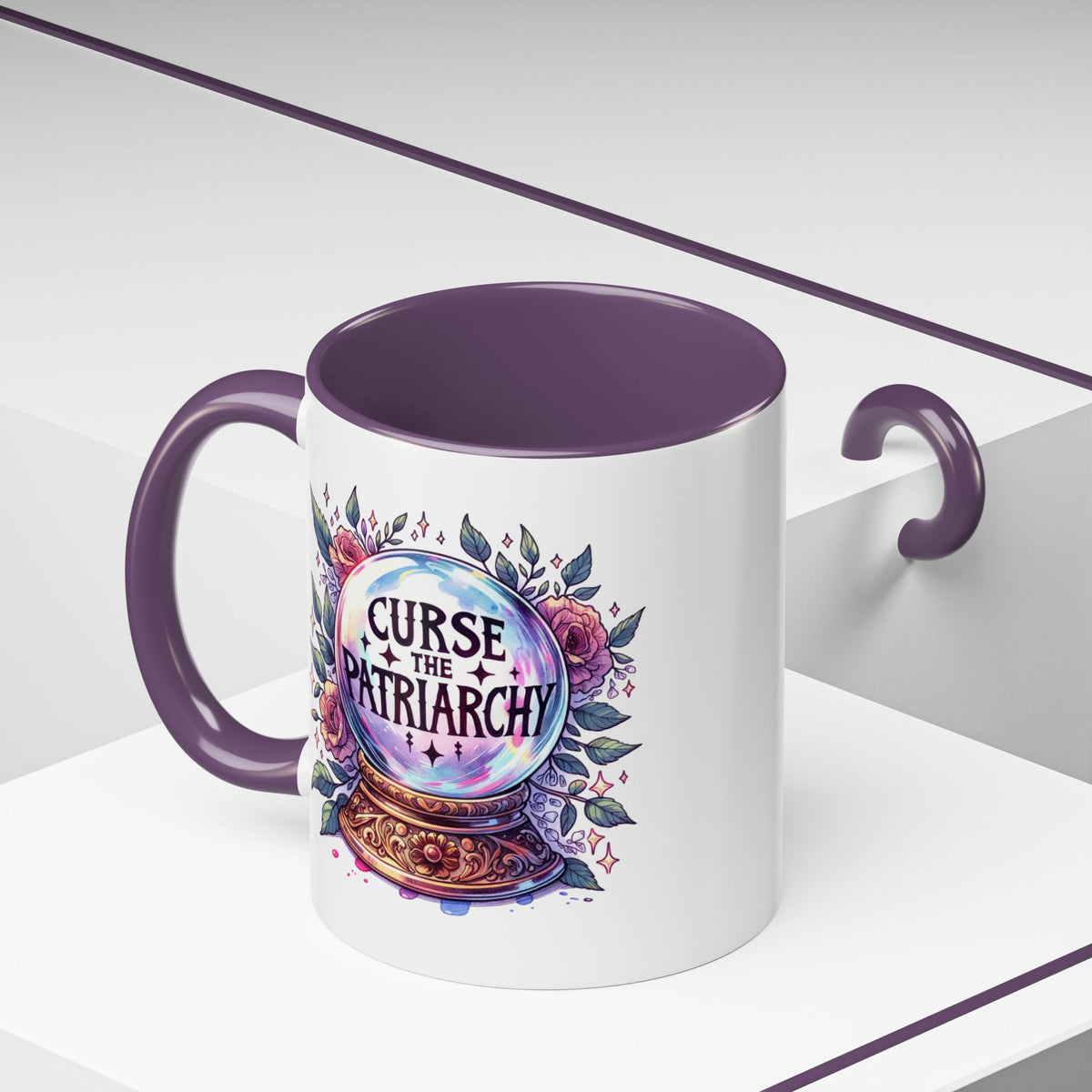 Curse the Patriarchy Floral Crystal Ball Accent Coffee Mug | Witchy Feminist Gift - Spinsterly Co