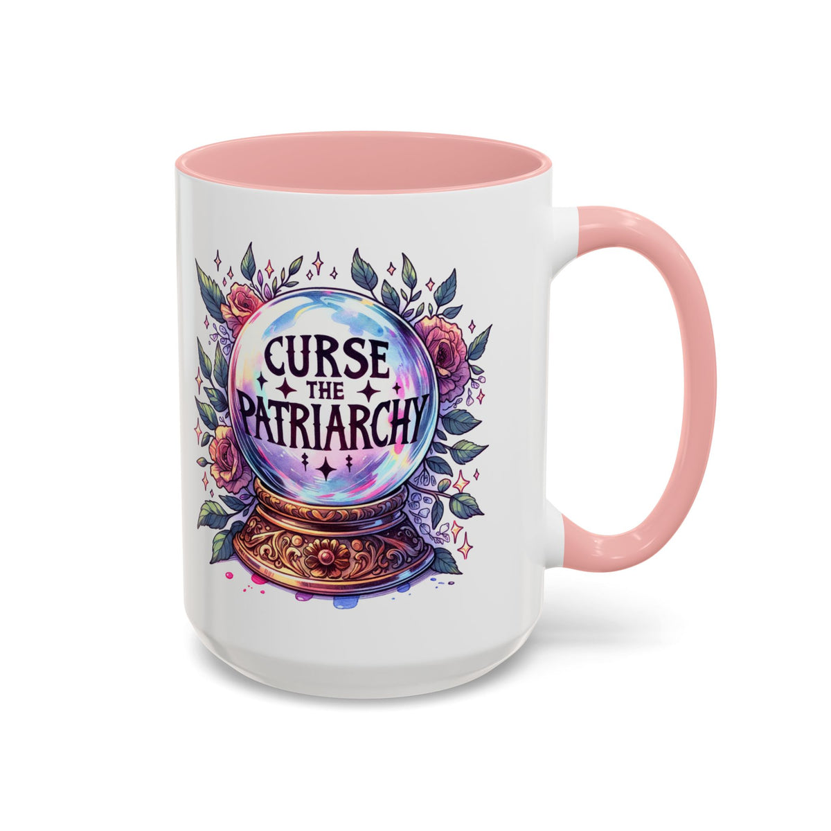 Curse the Patriarchy Floral Crystal Ball Accent Coffee Mug | Witchy Feminist Gift - Spinsterly Co