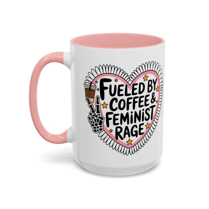 Fueled by Coffee & Feminist Rage Accent Coffee Mug | Funny Feminist Pink Gift - Spinsterly Co