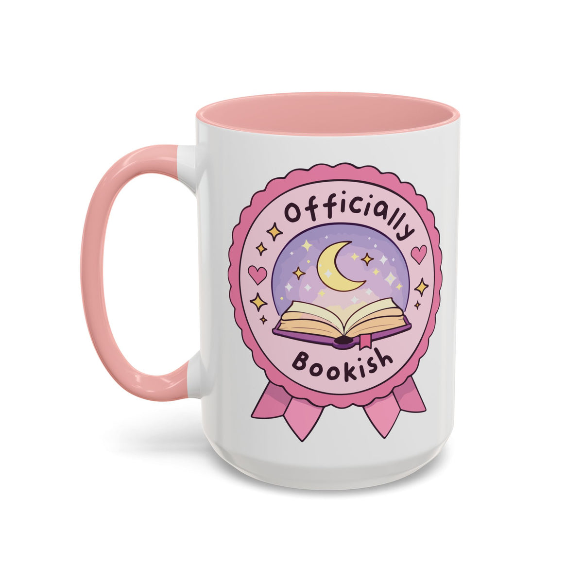 Officially Bookish Accent Coffee Mug | Pink Interior - Spinsterly Co