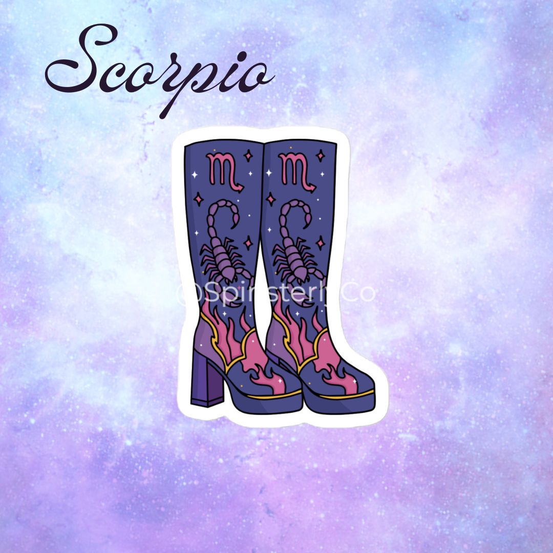Zodiac Stickers All 12 Signs | Die-Cut Satin Boot Sticker Set - Spinsterly Co