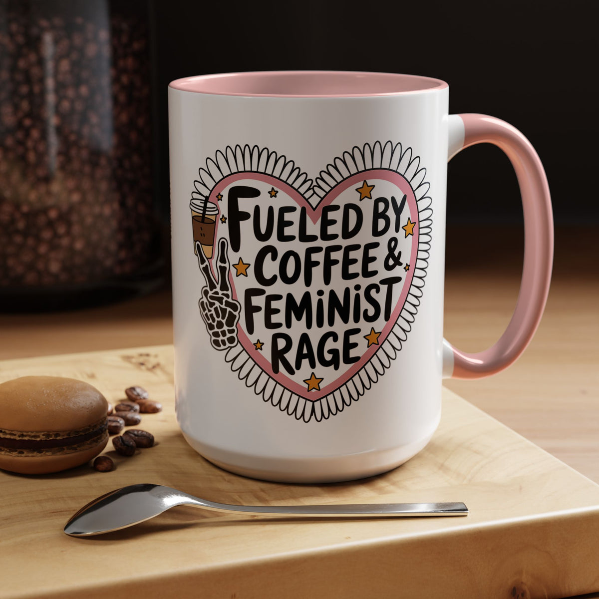 Fueled by Coffee & Feminist Rage Accent Coffee Mug | Funny Feminist Pink Gift - Spinsterly Co