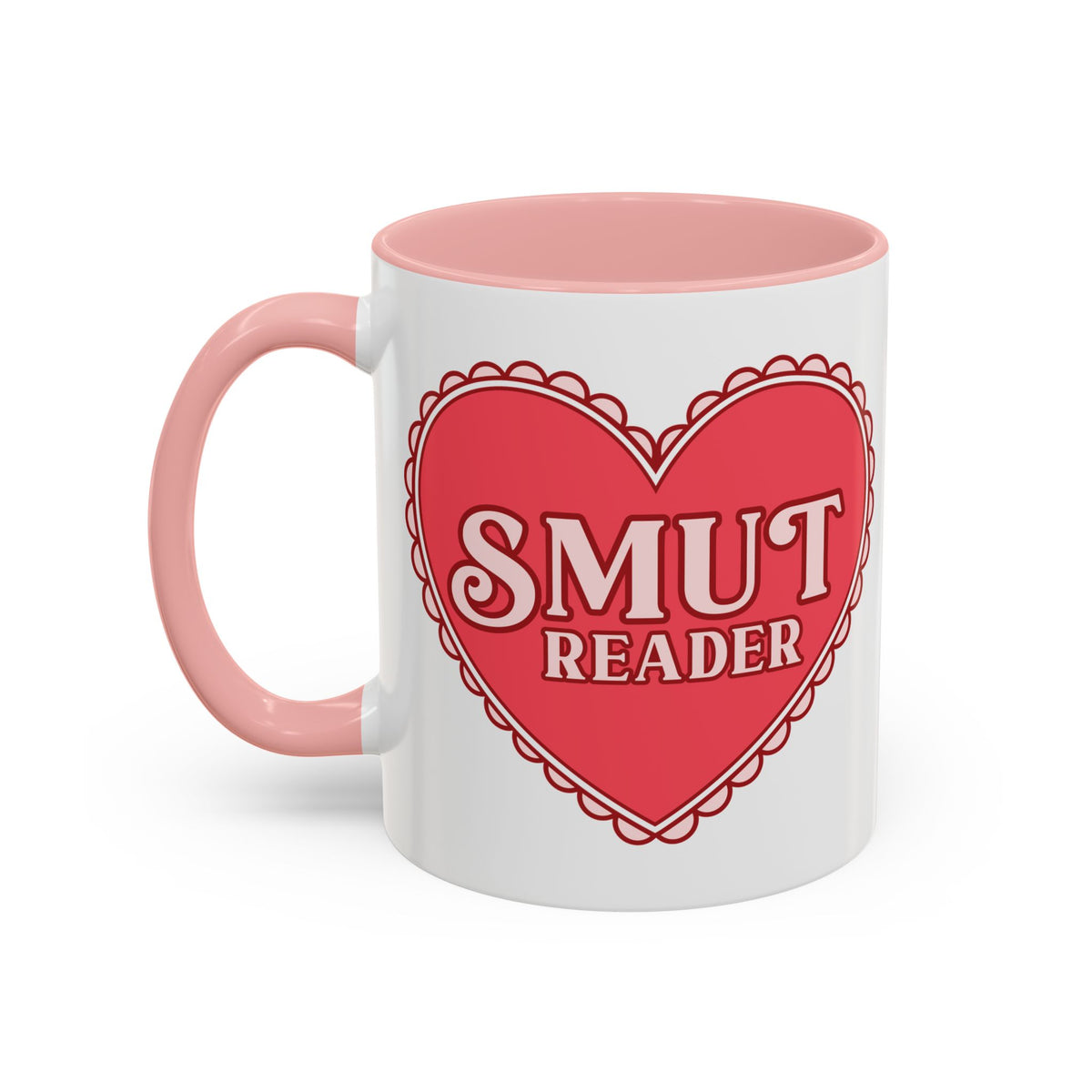 Smut Reader Bold Lace Heart Accent Coffee Mug | Funny Romance Reader Pink Gift - Spinsterly Co