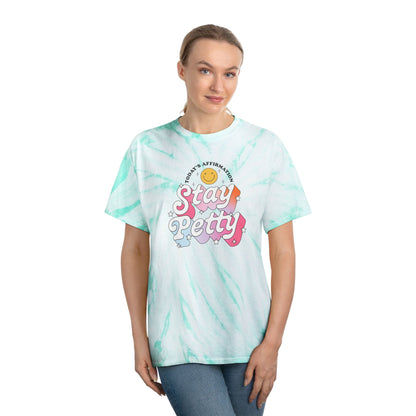 Stay Petty Tie-Dye Graphic Tee | Today's Affirmation Smiley Shirt - Spinsterly Co