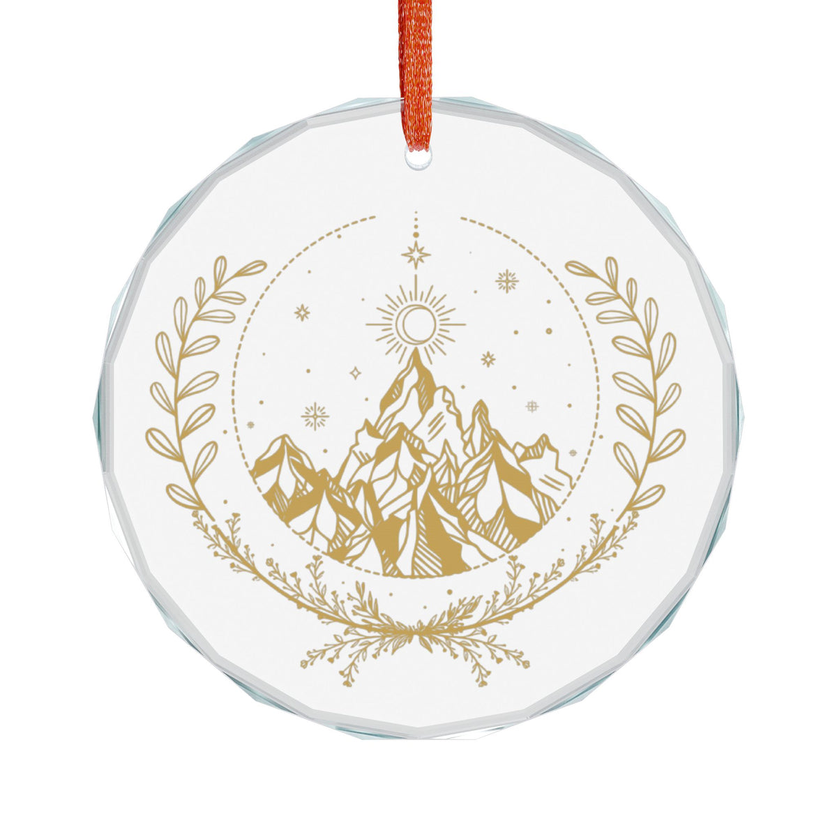 Fae Mountain Crystal Glass Ornament | Gold Celestial Nature Holiday Ornament - Spinsterly Co