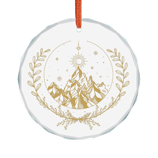 Fae Mountain Crystal Glass Ornament | Gold Celestial Nature Holiday Ornament - Spinsterly Co